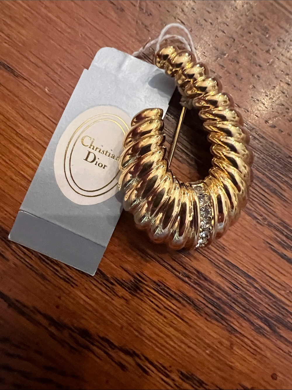 Christian Dior Gold Toned and CZ Brooch NWT